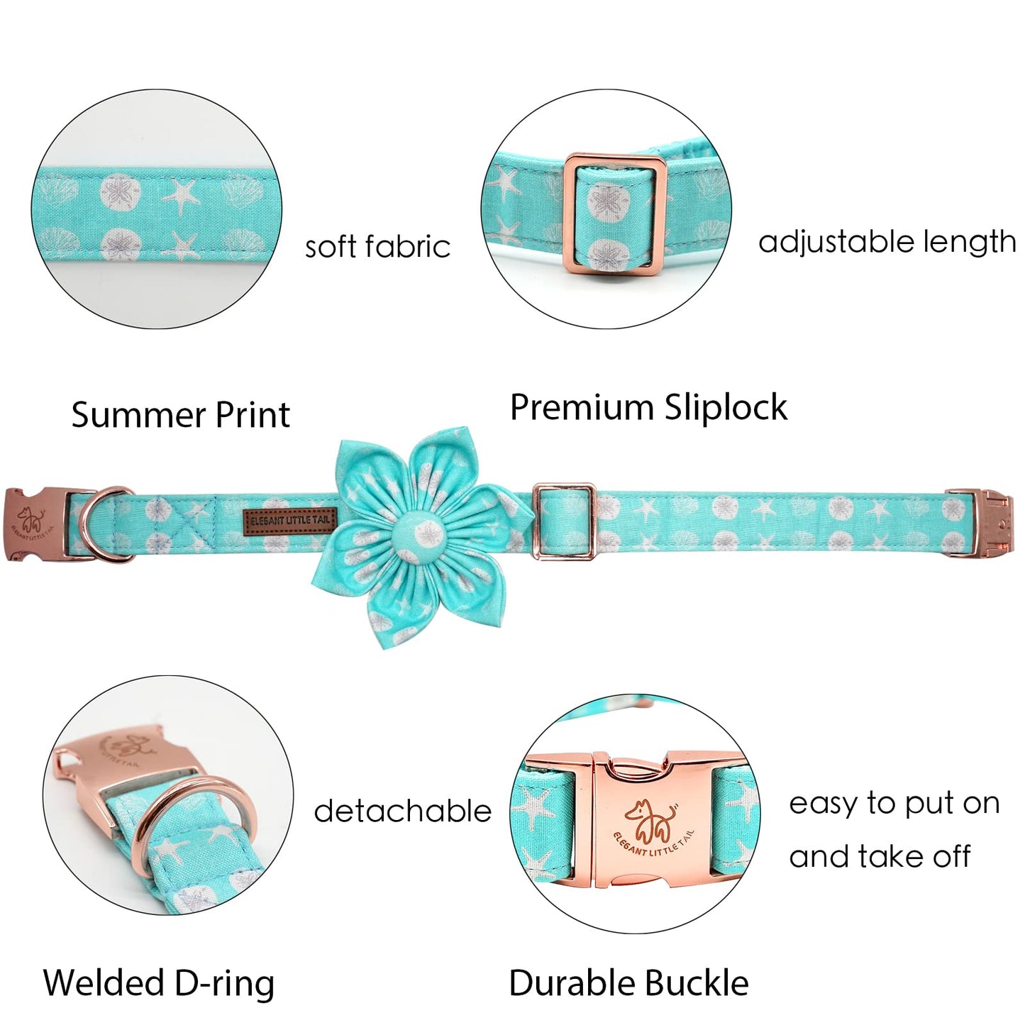 Elegant little tail Sunflower Girl Dog Collar for Female Dogs, Pet Collar Adjustable Dog Collars with Flower Gift for Medium Dogs