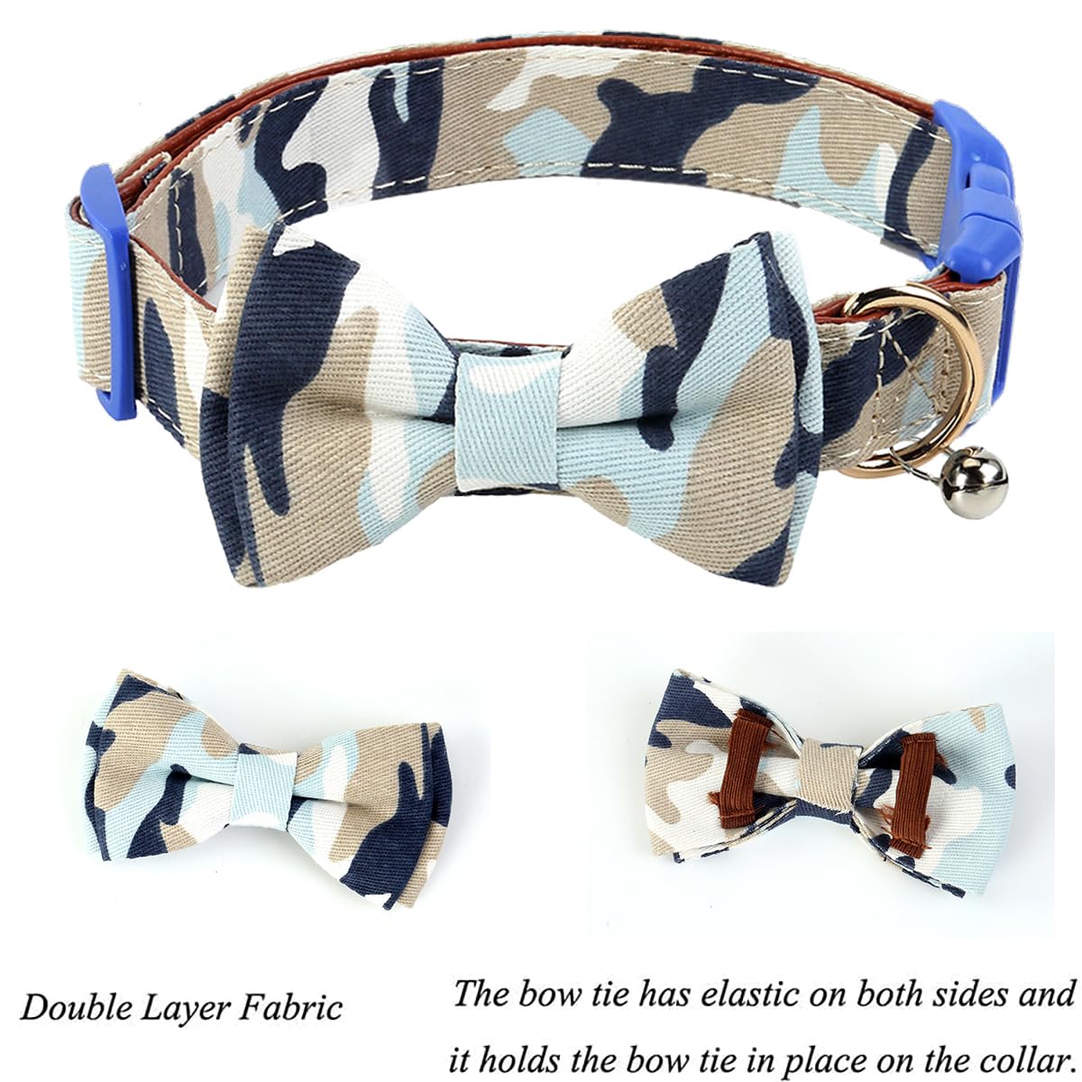 Yizepet Dog Collar with Bow Tie- Adjustable pet Collar for Dogs with Plastic Buckle Collar, Stylish Pattern for Small Medium or Large Boy and Girl Dog and Cat