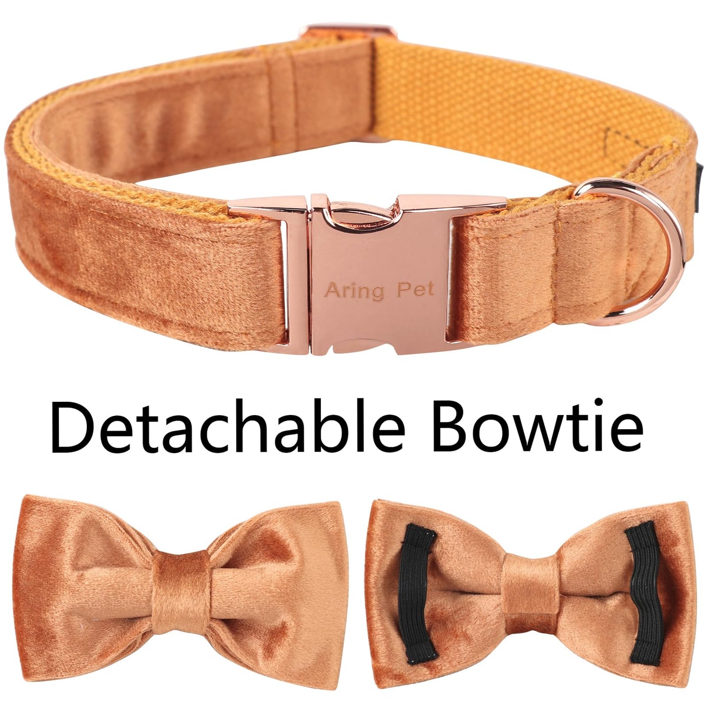 ARING PET Dog Collars with Bowtie-Velvet Dog Bow tie Collar, Adjustable Dark Green Dog Collar