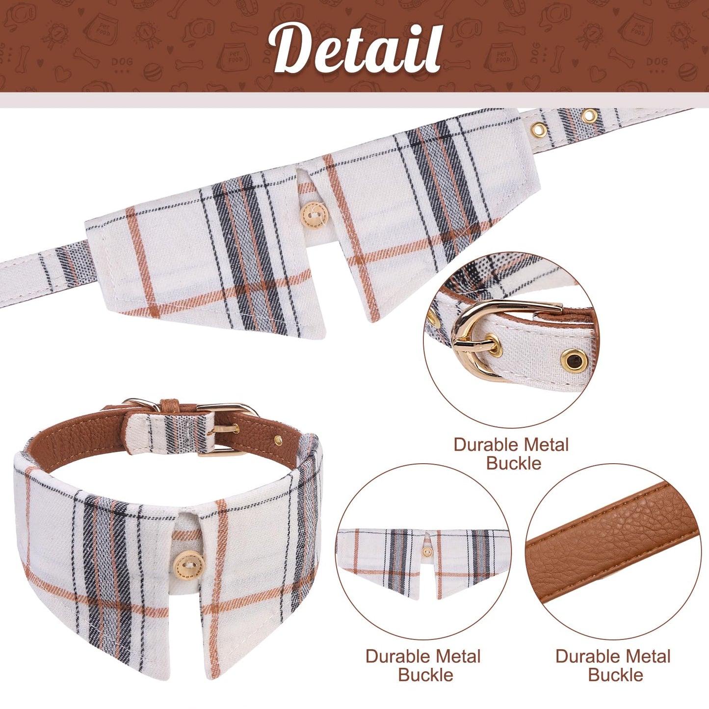 EXPAWLORER Dog Leash Set - Classic Plaid Dog Bow Tie and Dog Bandana Collar with Bell, Tangle Free, Adjustable Collars for Small Medium Large Dogs Cats, Holiday Ideal Gift