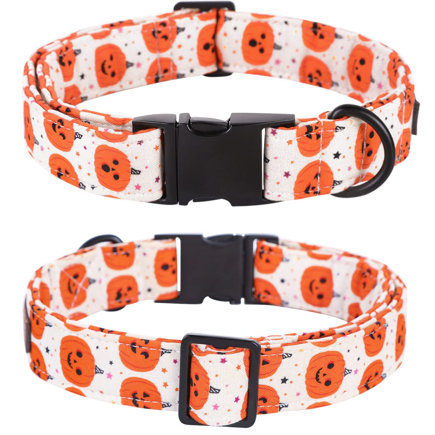 Lionet Paws Halloween Dog Collar with Bowtie - Cute Cotton Adjustable Fall Bowtie Dog Collar with Metal Buckle for Small Medium Large Dog Girl Boy Gift, M, Neck 13.5-22in