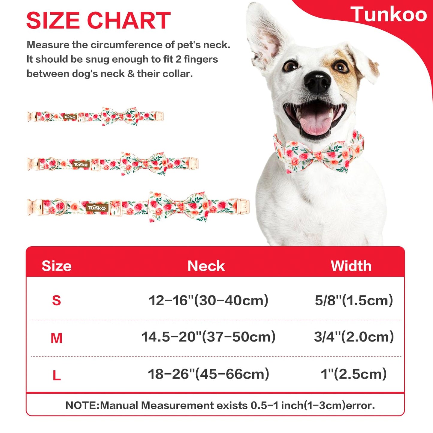 Tunkoo Christmas Dog Collar with Pretty Bow Tie - Red & Green Plaid Pet Collar, Adjustable Available in Small Medium Large, Gift for Girls Boys Dog, S