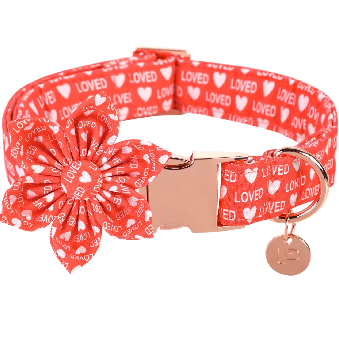 Valentine’s Day Dog Collar with Bow Tie, Valentine Bowtie Collar with Metal Buckle, Valentine’s Day Gift Pet Collar for Medium Girl Boy Dog, Wedding Dog Collar, Red, M, Neck 13.5-22in