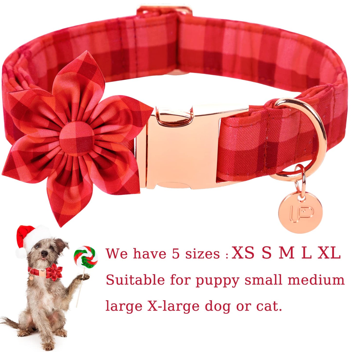 Valentine’s Day Dog Collar with Bow Tie, Valentine Bowtie Collar with Metal Buckle, Valentine’s Day Gift Pet Collar for Medium Girl Boy Dog, Wedding Dog Collar, Red, M, Neck 13.5-22in