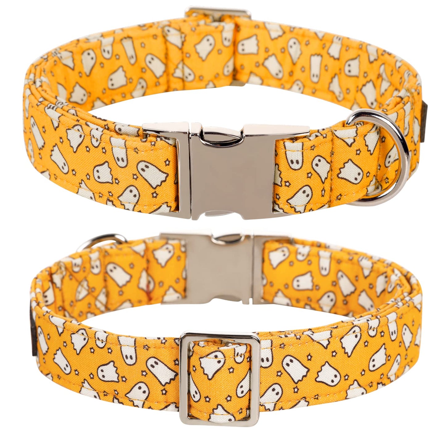 Lionet Paws Halloween Dog Collar with Bowtie - Cute Cotton Adjustable Fall Bowtie Dog Collar with Metal Buckle for Small Medium Large Dog Girl Boy Gift, M, Neck 13.5-22in