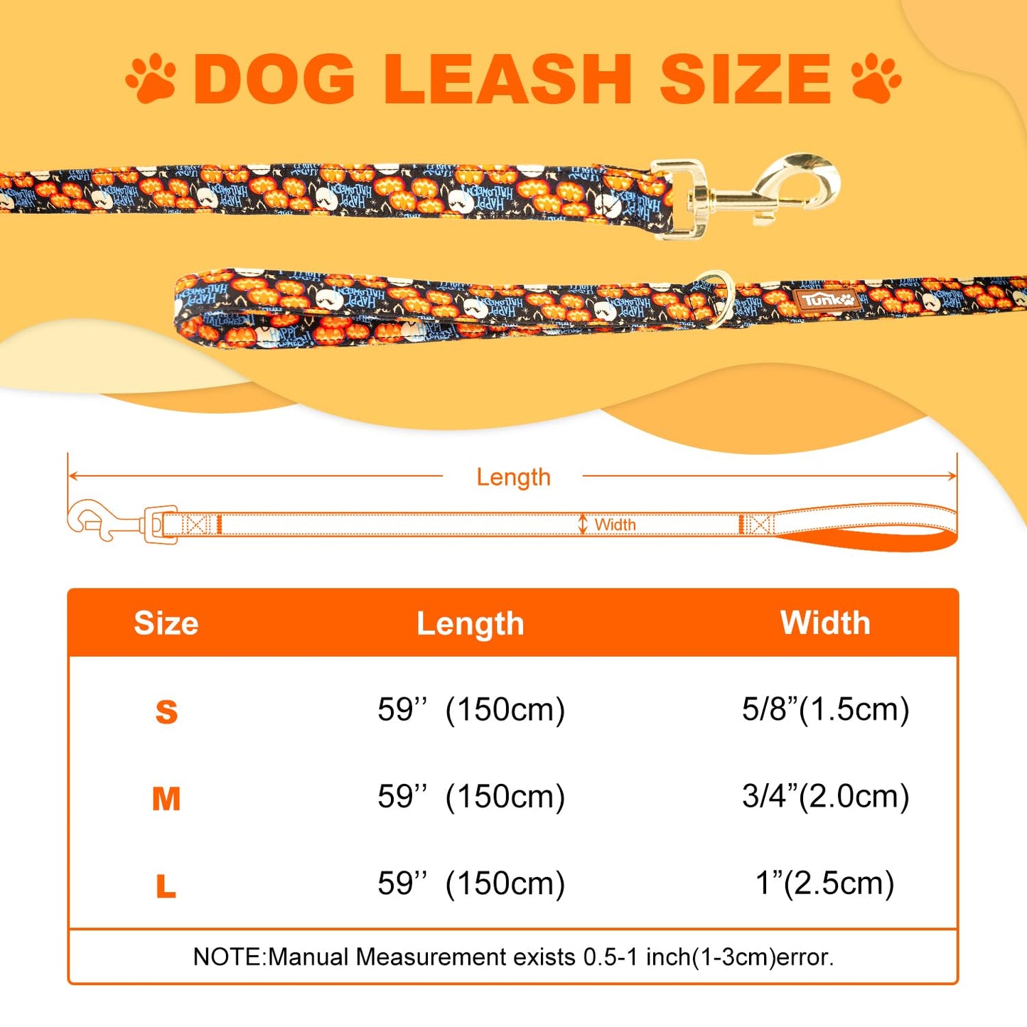 Tunkoo Happy Halloween Dog Collar with Pumpkin - Durable, Adjustable, and Stylish Pet Collar Available in Small, Medium, Large S