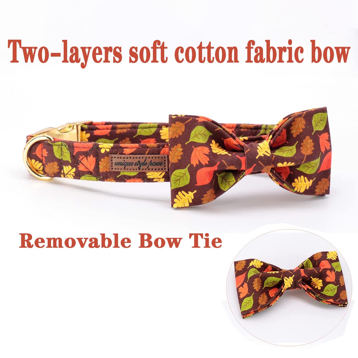 Unique style paws Halloween Dog Collar with Bow Tie Pumpkin Cotton Collar Adjustable Puppy Collar for Small Medium Large Dogs-S