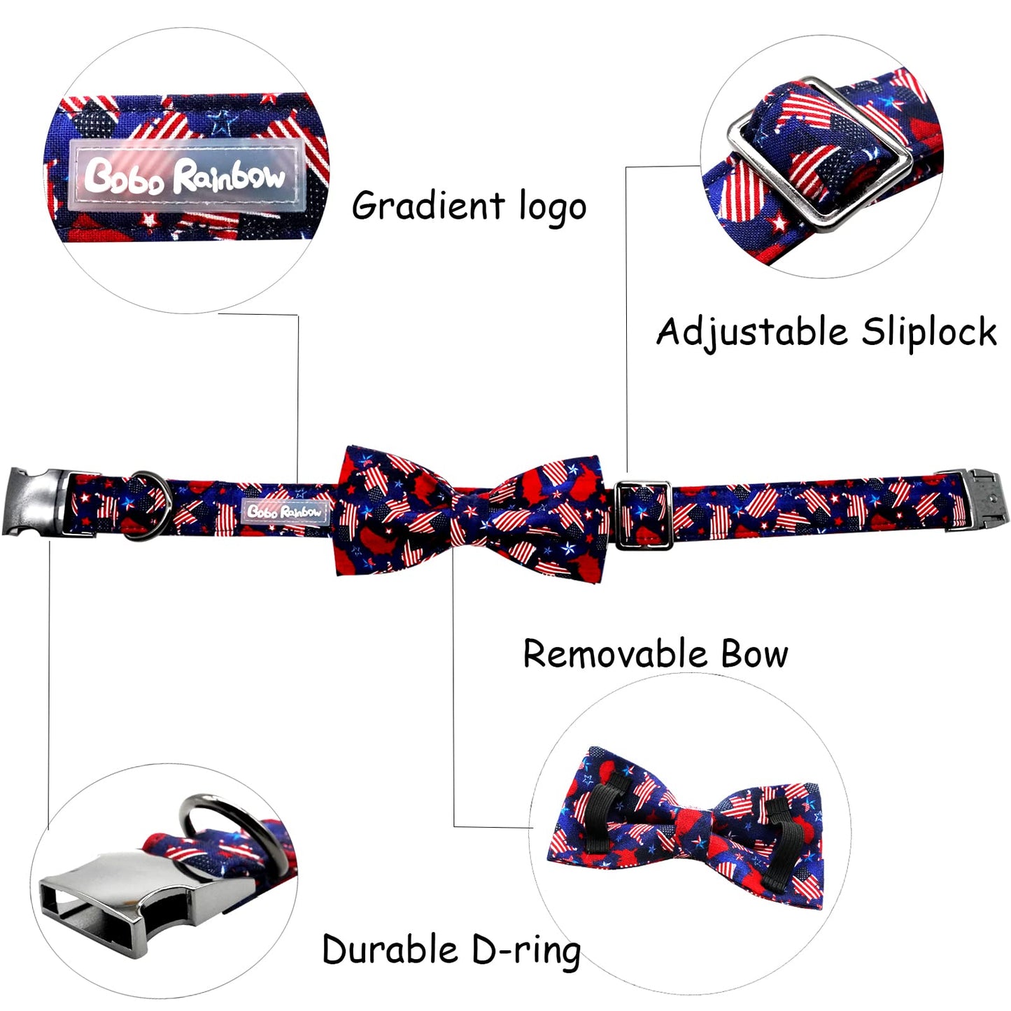 Dog Collar, Shark Print Bowtie Dog Collar Boy Pet Collar Bow Tie Collar for Dogs Soft Durable Adjustable Dog Collars for Small Dogs