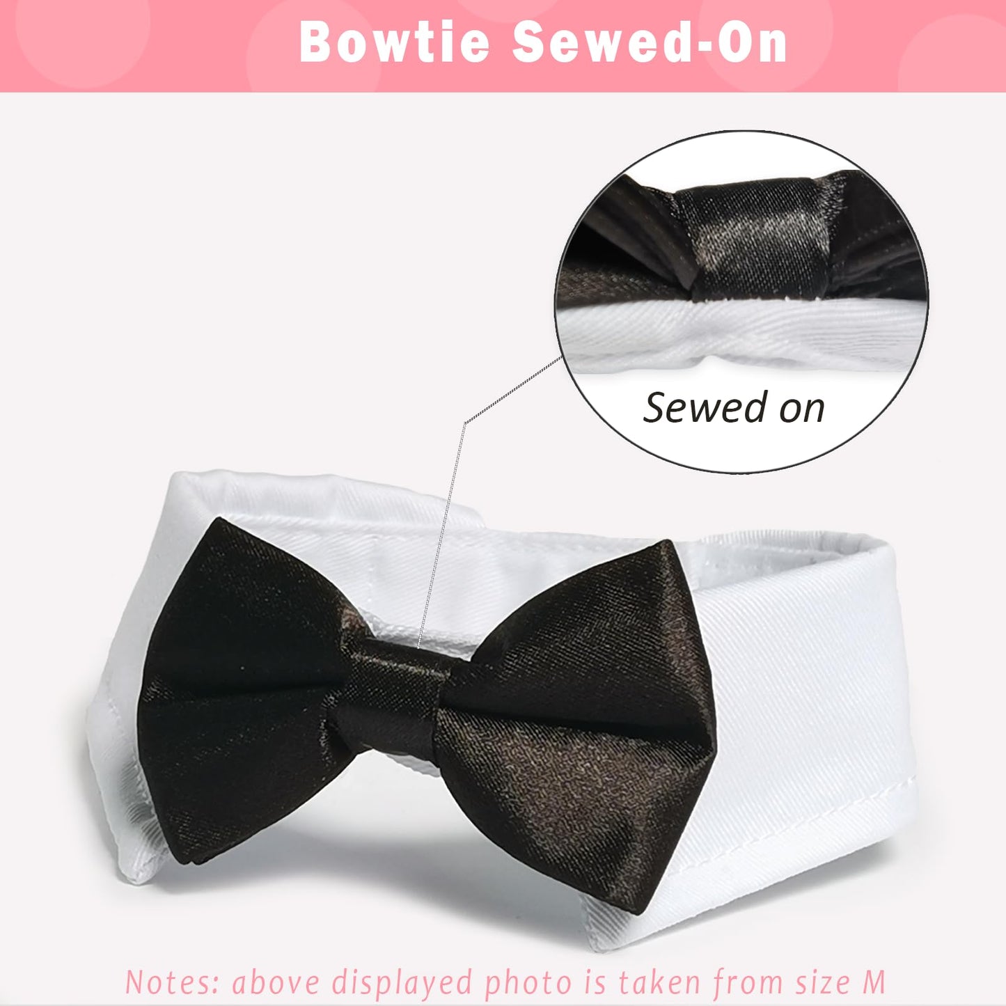 Dog Bow Tie, KOOLMOX Dog Bowtie Collar Black, Adjustable White Dog Tuxedo Collar with Black Dog Neck Bow Tie for Medium Large Boy Dog Wedding Formal Tuxedo Suit Tux Outfits Birthday Costumes