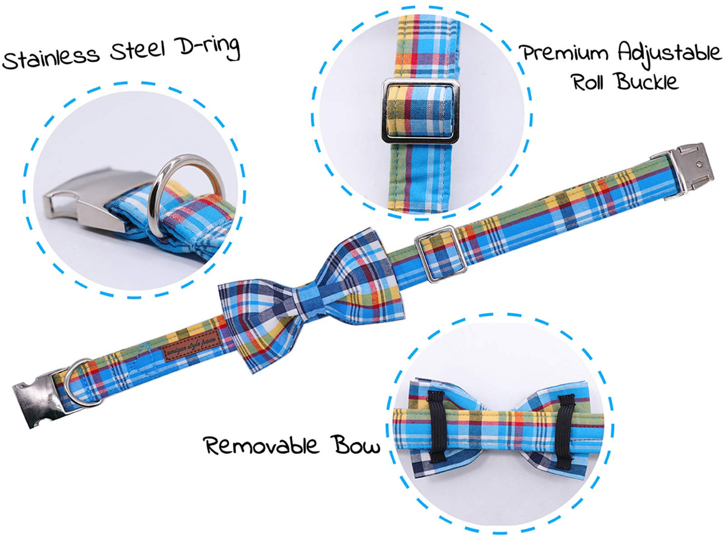 Unique style paws Christmas Dog and Cat Collar with Bow Pet Gift Adjustable Soft and Comfy Bowtie Collars for Small Medium Large Dogs