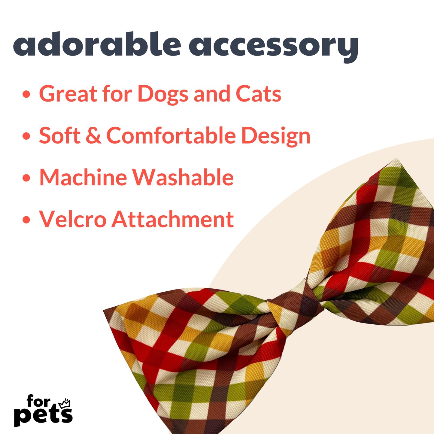 Huxley & Kent Bow Tie for Pets | Fall Check (Extra-Large) | Bow Tie Collar Attachment | Fun Bow Ties for Dogs & Cats | Cute, Comfortable, and Durable | H&K Bow Tie