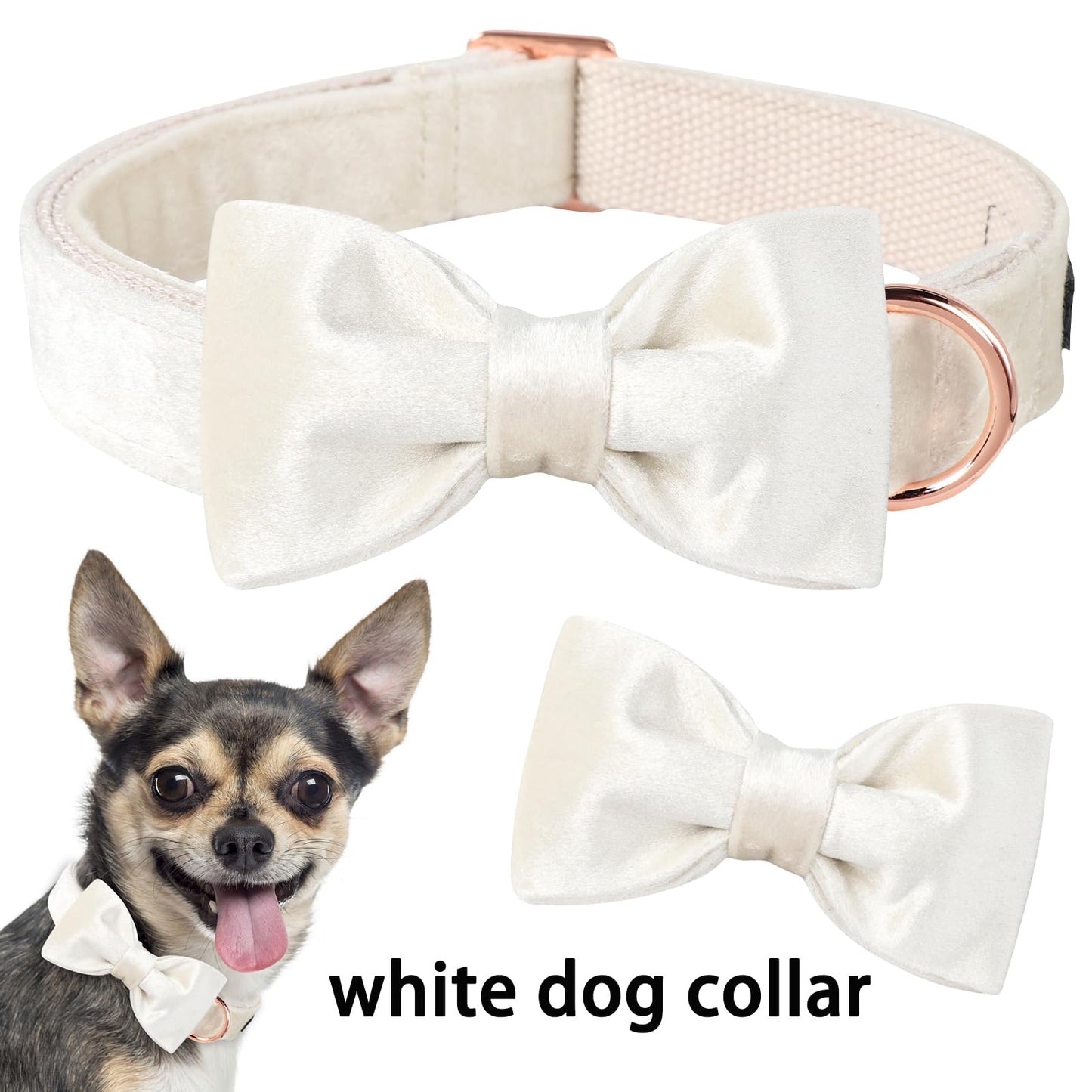 ARING PET Dog Collars with Bowtie-Velvet Dog Bow tie Collar, Adjustable Dark Green Dog Collar