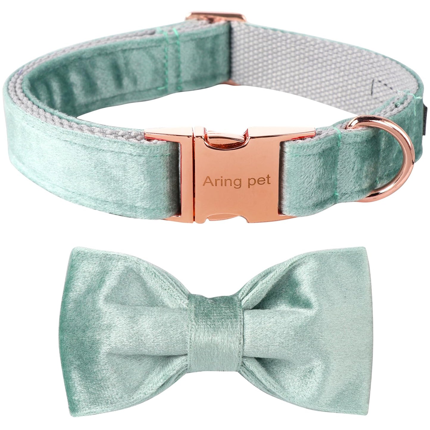 ARING PET Dog Collars with Bowtie-Velvet Dog Bow tie Collar, Adjustable Dark Green Dog Collar