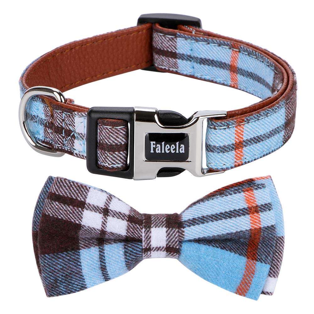 Faleela Soft &Comfy Bowtie Dog Collar,Detachable and Adjustable Bow Tie Collar,for Small Medium Large Pet (S, Blue)