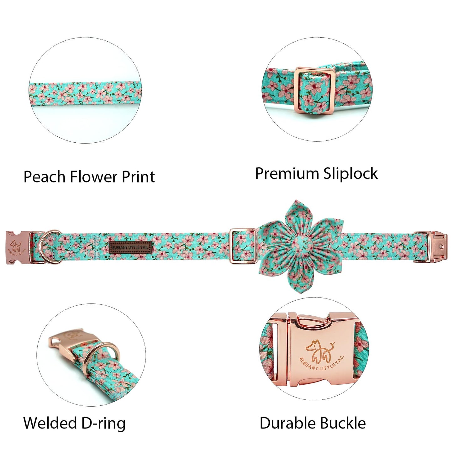 Elegant little tail Sunflower Girl Dog Collar for Female Dogs, Pet Collar Adjustable Dog Collars with Flower Gift for Medium Dogs