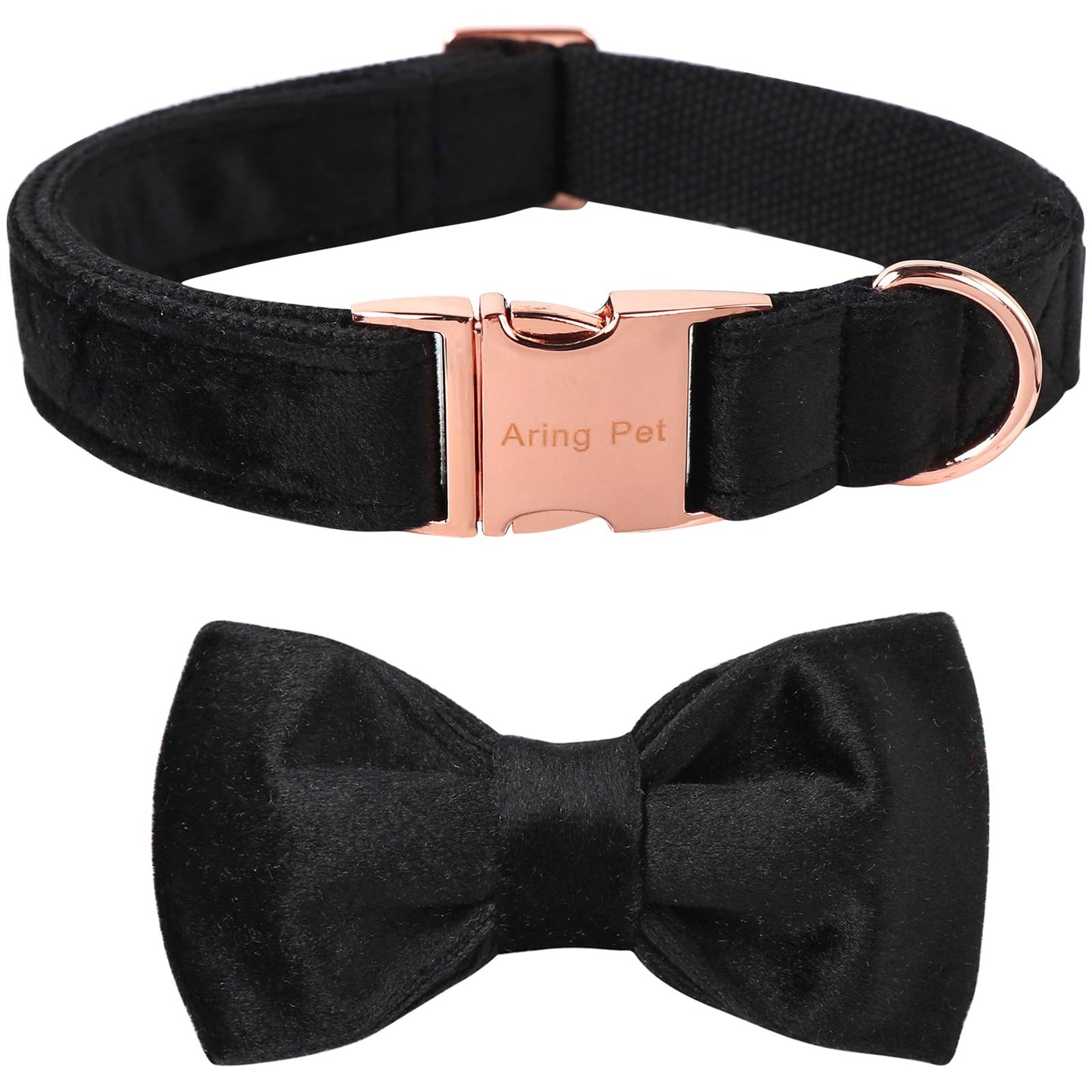 ARING PET Dog Collars with Bowtie-Velvet Dog Bow tie Collar, Adjustable Dark Green Dog Collar