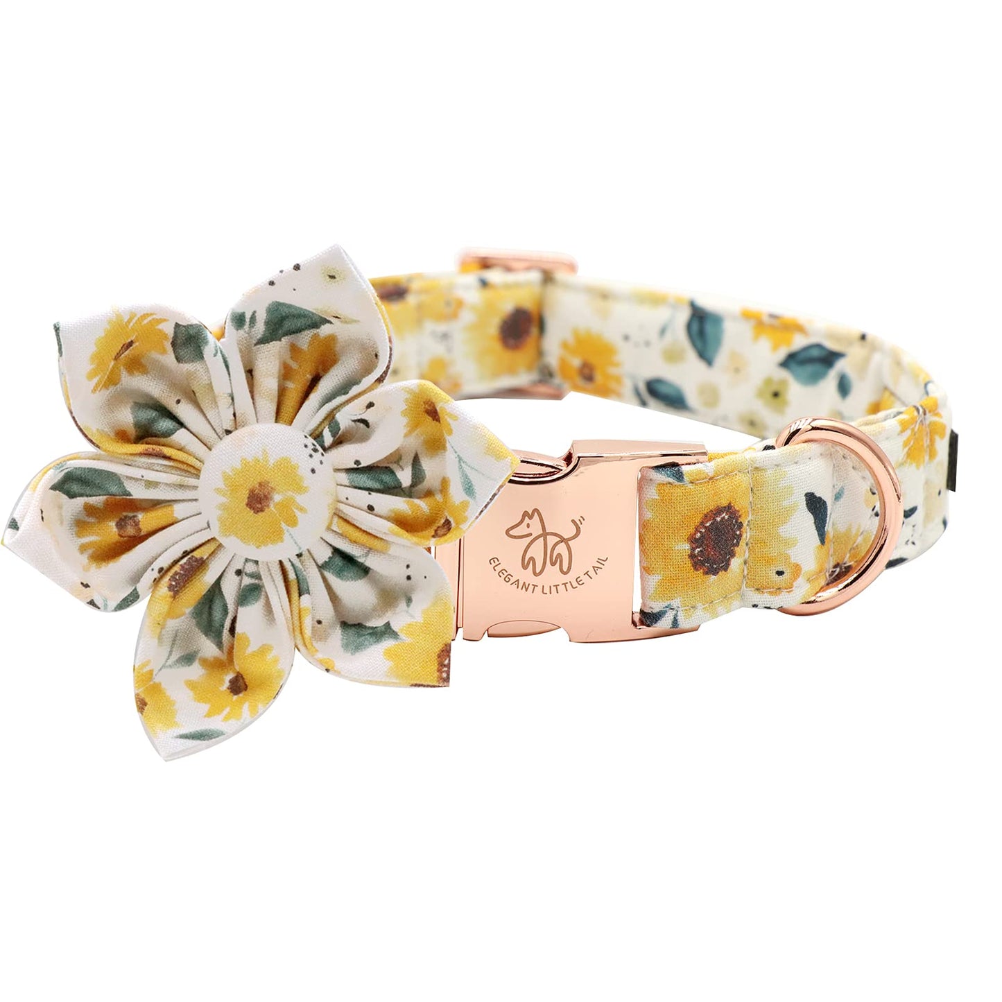 Elegant little tail Sunflower Girl Dog Collar for Female Dogs, Pet Collar Adjustable Dog Collars with Flower Gift for Medium Dogs