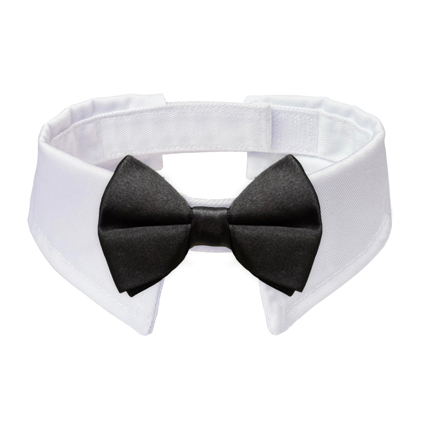 Dog Bow Tie, KOOLMOX Dog Bowtie Collar Black, Adjustable White Dog Tuxedo Collar with Black Dog Neck Bow Tie for Medium Large Boy Dog Wedding Formal Tuxedo Suit Tux Outfits Birthday Costumes