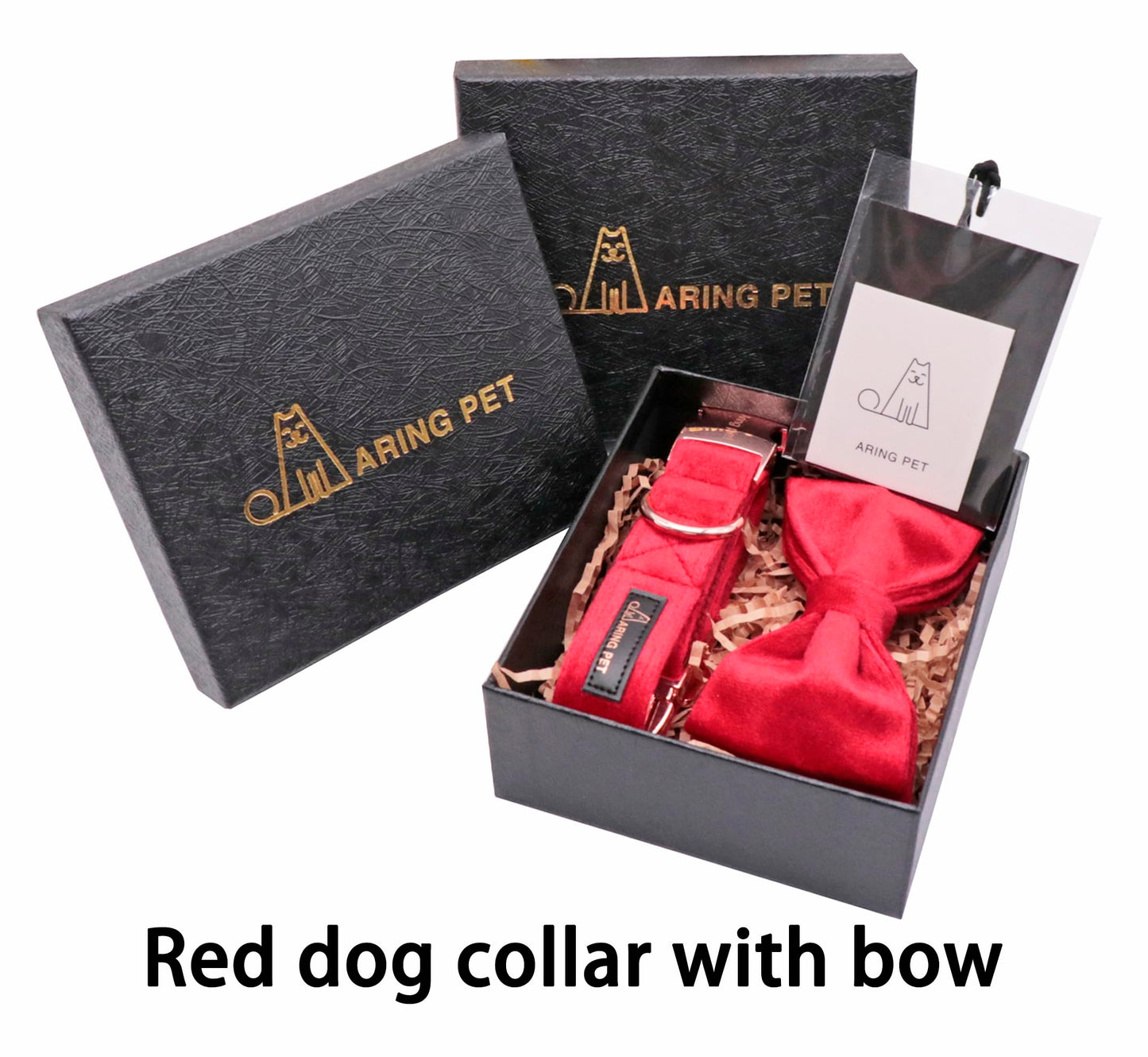 ARING PET Dog Collars with Bowtie-Velvet Dog Bow tie Collar, Adjustable Dark Green Dog Collar