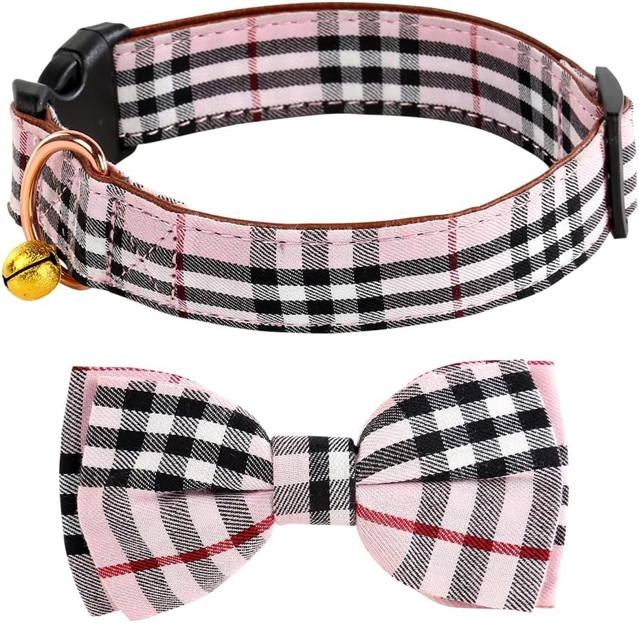 Yizepet Dog Collar with Bow Tie- Adjustable pet Collar for Dogs with Plastic Buckle Collar, Stylish Pattern for Small Medium or Large Boy and Girl Dog and Cat