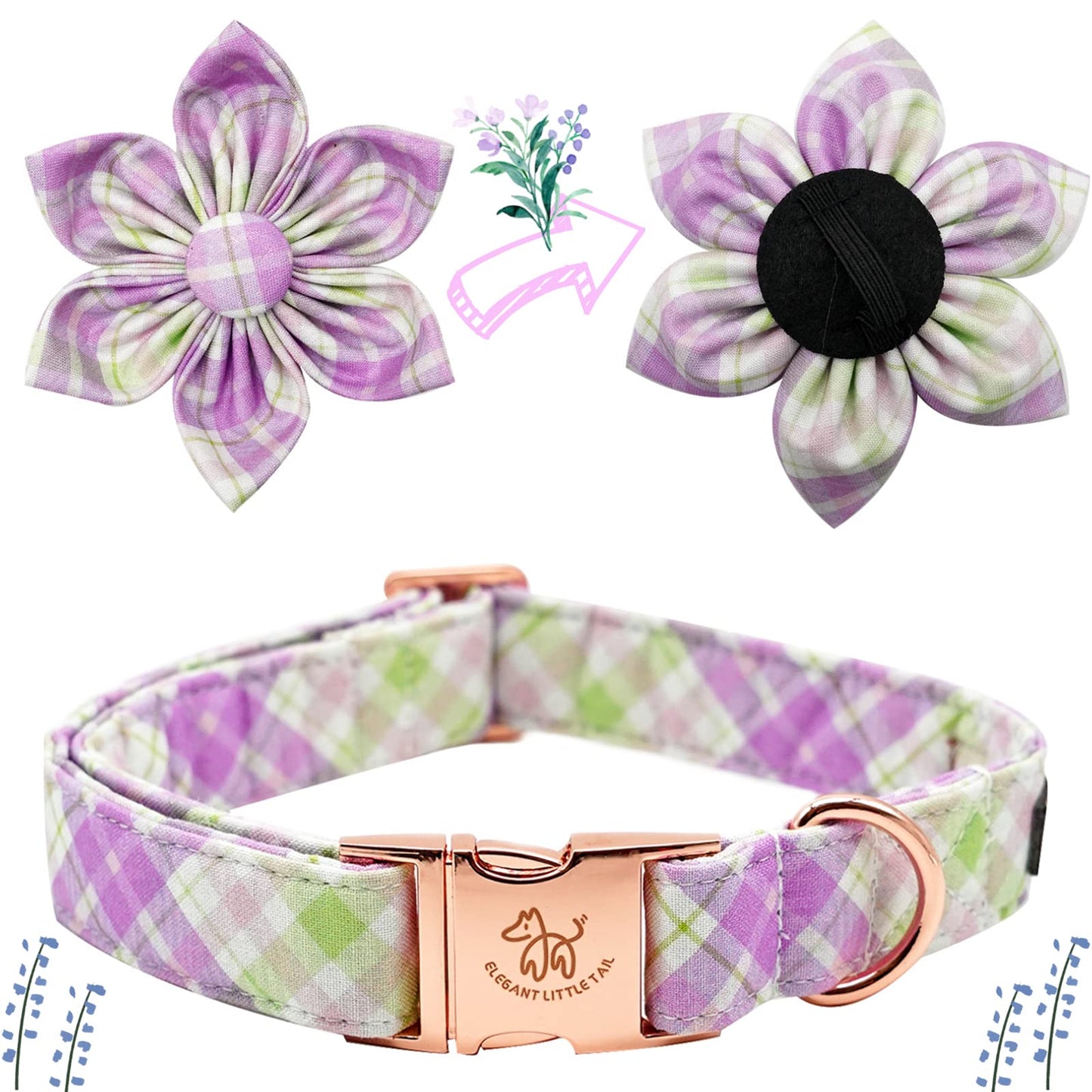 Elegant little tail Sunflower Girl Dog Collar for Female Dogs, Pet Collar Adjustable Dog Collars with Flower Gift for Medium Dogs