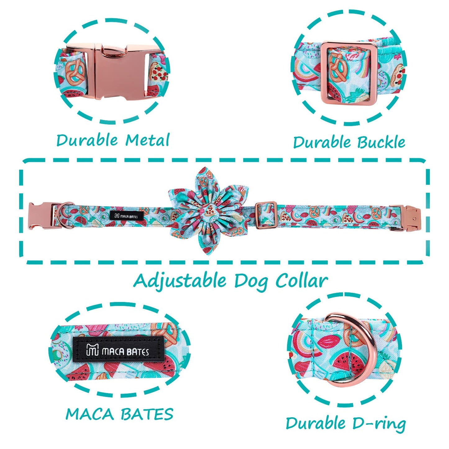 Maca Bates Duck Dog Collar with Bow Bowtie for Dogs Bow Tie Adjustable Breakaway Green Summer Thick Collars Accessories Birthday Gift Colar for XS Small Medium Large XL Boy Girl Male Female Puppy Pet