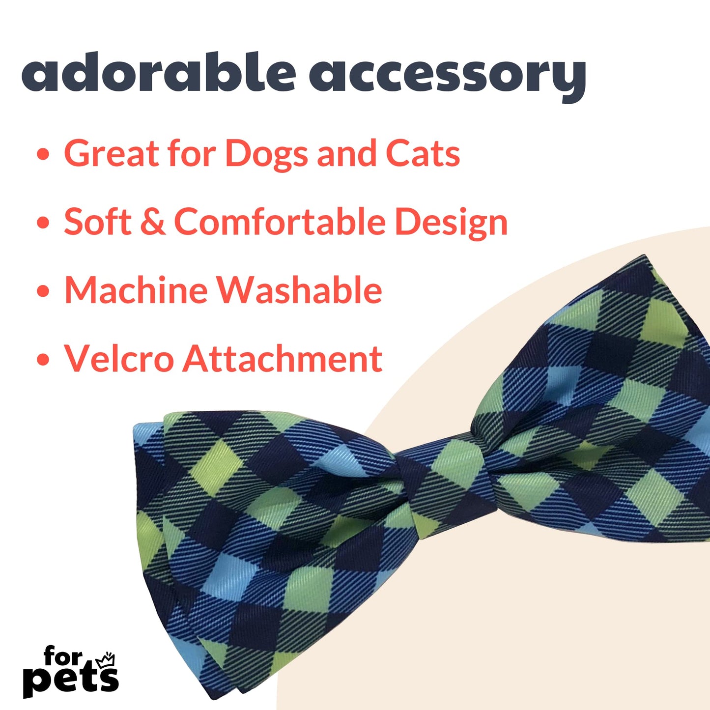 Huxley & Kent Bow Tie for Pets | Navy Check (Large) | Bow Tie Collar Attachment | Fun Bow Ties for Dogs & Cats | Cute, Comfortable, and Durable | H&K Bow Tie