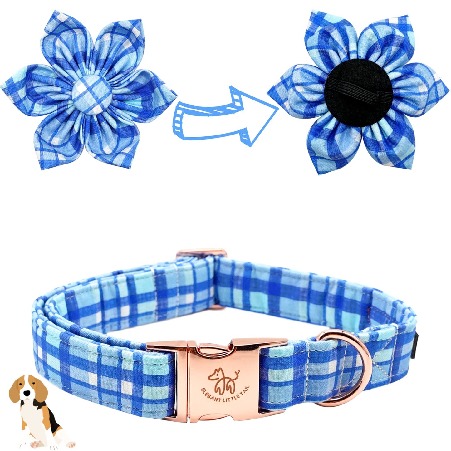 Elegant little tail Sunflower Girl Dog Collar for Female Dogs, Pet Collar Adjustable Dog Collars with Flower Gift for Medium Dogs