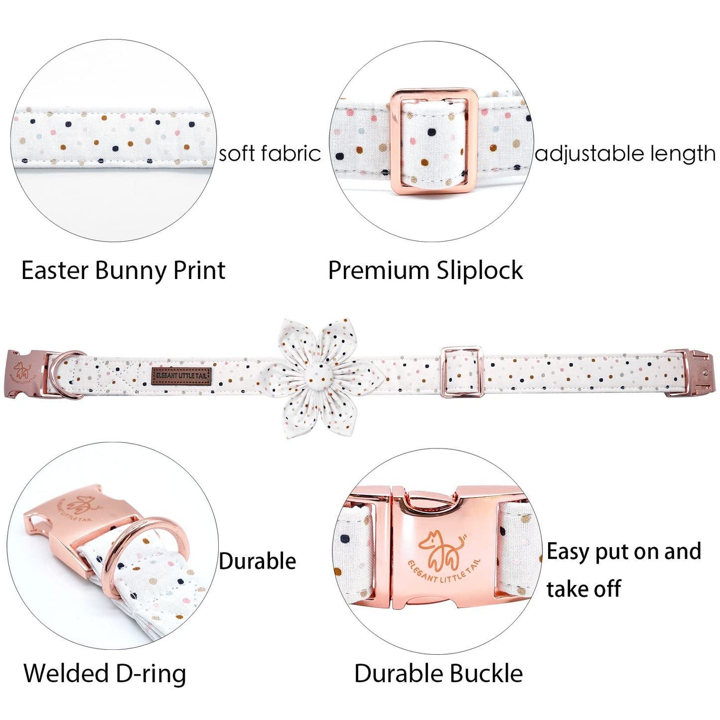 Elegant little tail Sunflower Girl Dog Collar for Female Dogs, Pet Collar Adjustable Dog Collars with Flower Gift for Medium Dogs