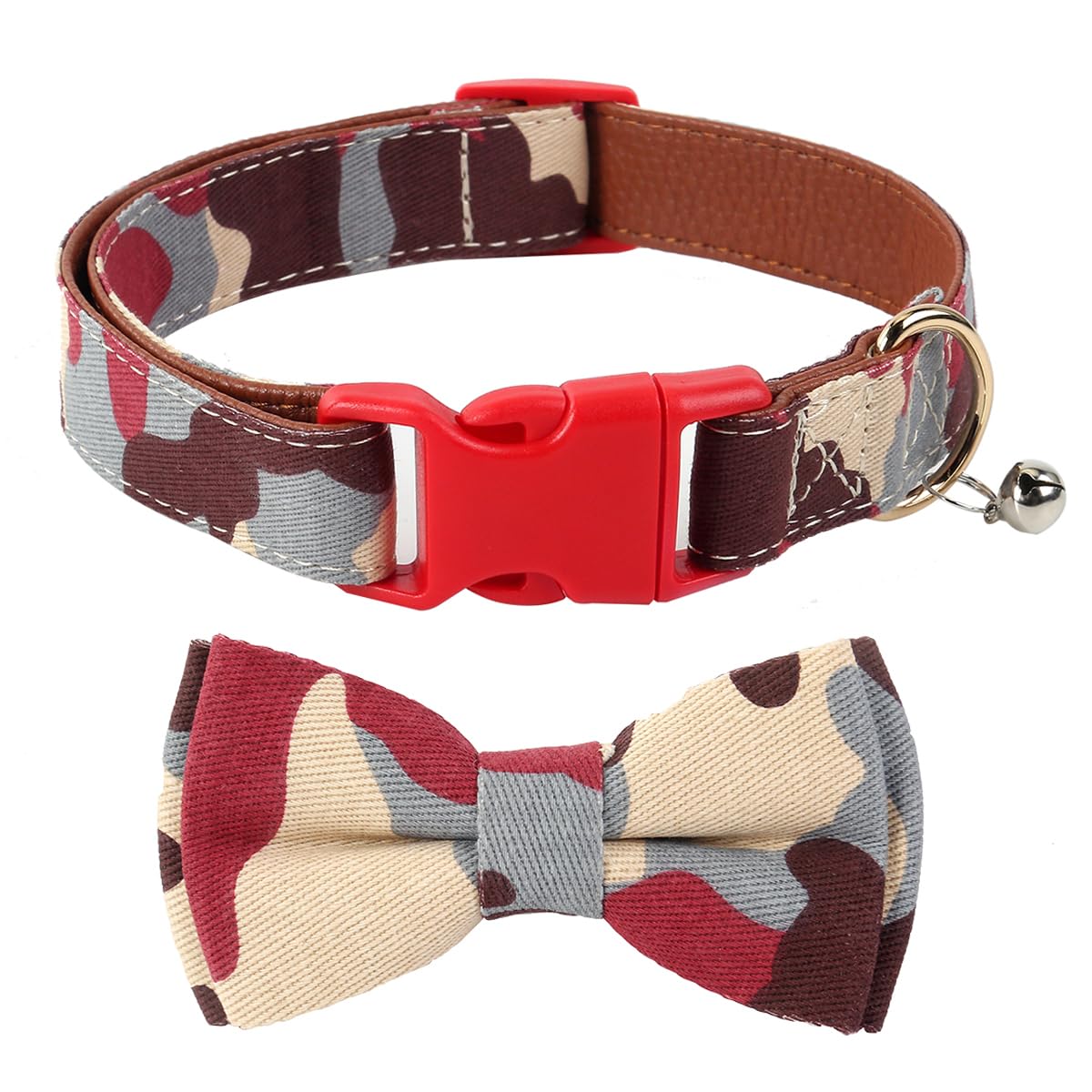 Yizepet Dog Collar with Bow Tie- Adjustable pet Collar for Dogs with Plastic Buckle Collar, Stylish Pattern for Small Medium or Large Boy and Girl Dog and Cat