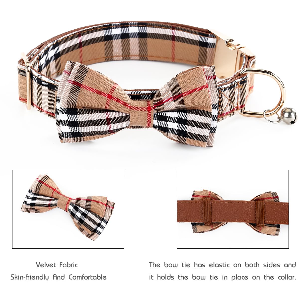 Dog Bowtie Collars, Cute Soft Dog Collar with Bow Tie, Safety Metal Buckle, Adjustable Collars for Boy and Girl Dogs Pets.