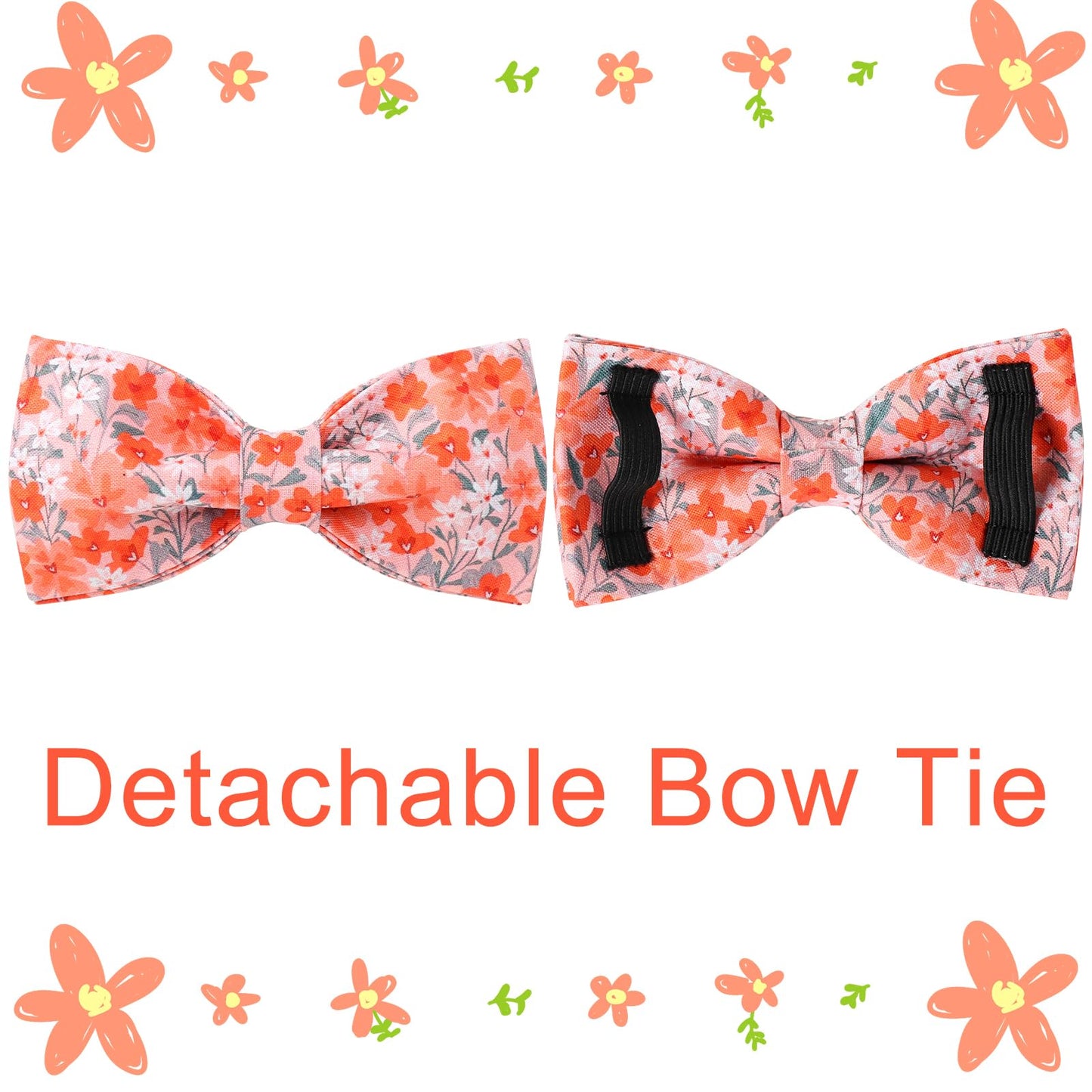 Dog Collar with Bow Tie,UP URARA PUP Pink Plaid Bowtie Dog Collar, Summer Bowtie Collar for Puppy Boy Girl Dog, Comfortable Cotton Dog Collar with Metal Buckle,M,Neck 13.5-22in