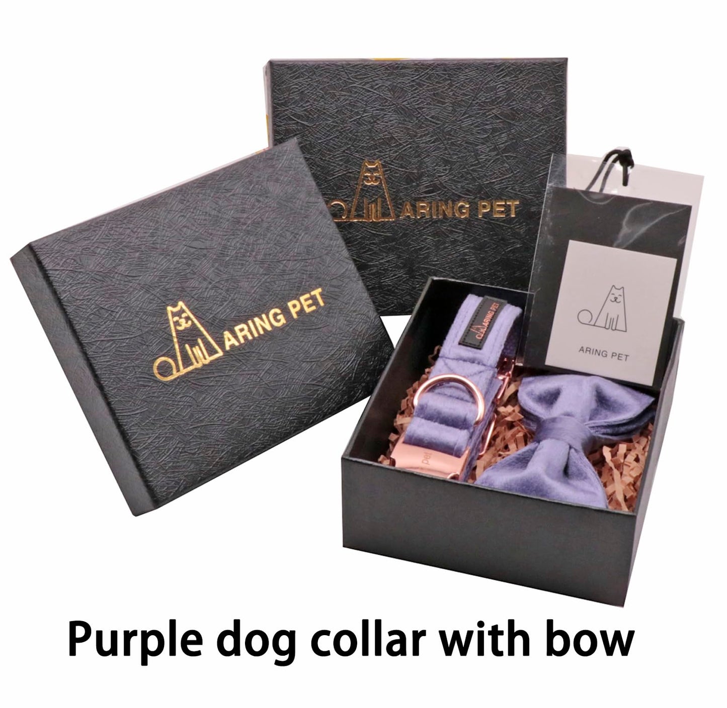 ARING PET Dog Collars with Bowtie-Velvet Dog Bow tie Collar, Adjustable Dark Green Dog Collar