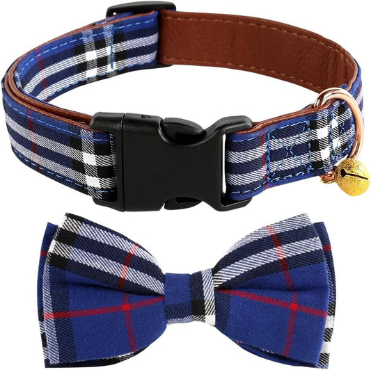 Yizepet Dog Collar with Bow Tie- Adjustable pet Collar for Dogs with Plastic Buckle Collar, Stylish Pattern for Small Medium or Large Boy and Girl Dog and Cat