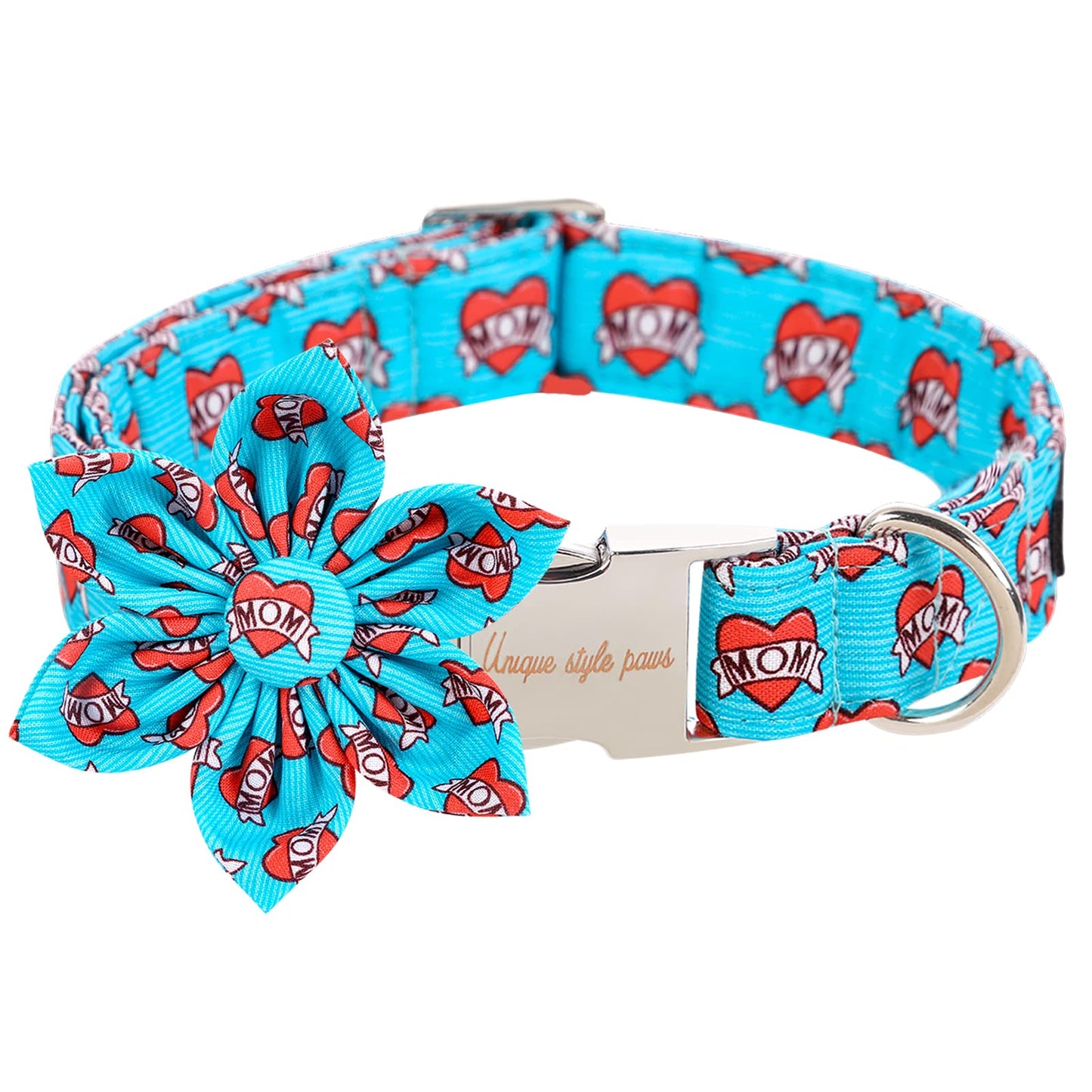 Unique style paws Valentine's Day Dog Collar with Bow Tie Black & Red Heart Puppy Collar Best Gothic Style Gift for Small Medium Large Boys Girls-M