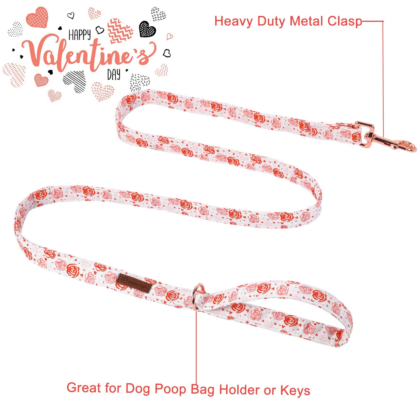 Valentine’s Day Dog Collar with Bow Tie, Valentine Bowtie Collar with Metal Buckle, Valentine’s Day Gift Pet Collar for Medium Girl Boy Dog, Wedding Dog Collar, Red, M, Neck 13.5-22in