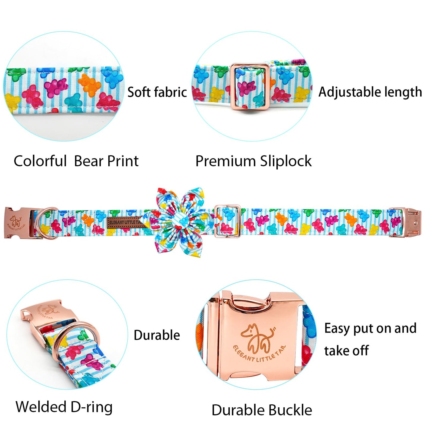 Elegant little tail Sunflower Girl Dog Collar for Female Dogs, Pet Collar Adjustable Dog Collars with Flower Gift for Medium Dogs