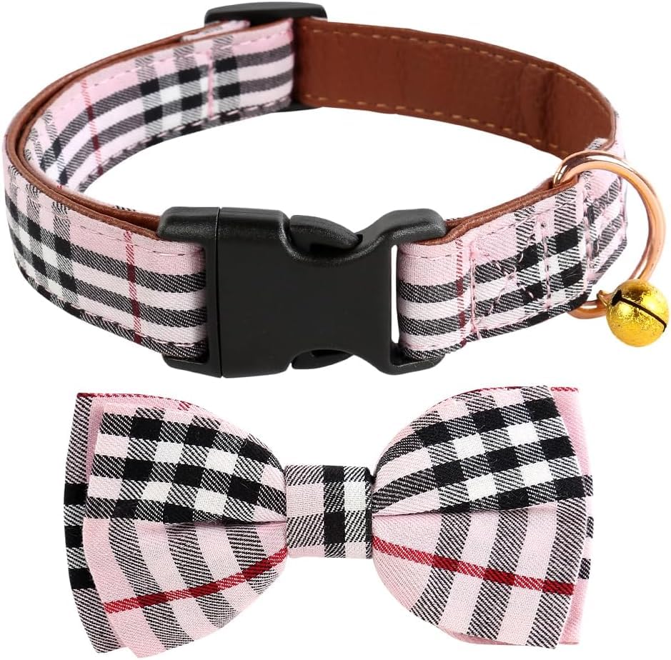 Yizepet Dog Collar with Bow Tie- Adjustable pet Collar for Dogs with Plastic Buckle Collar, Stylish Pattern for Small Medium or Large Boy and Girl Dog and Cat