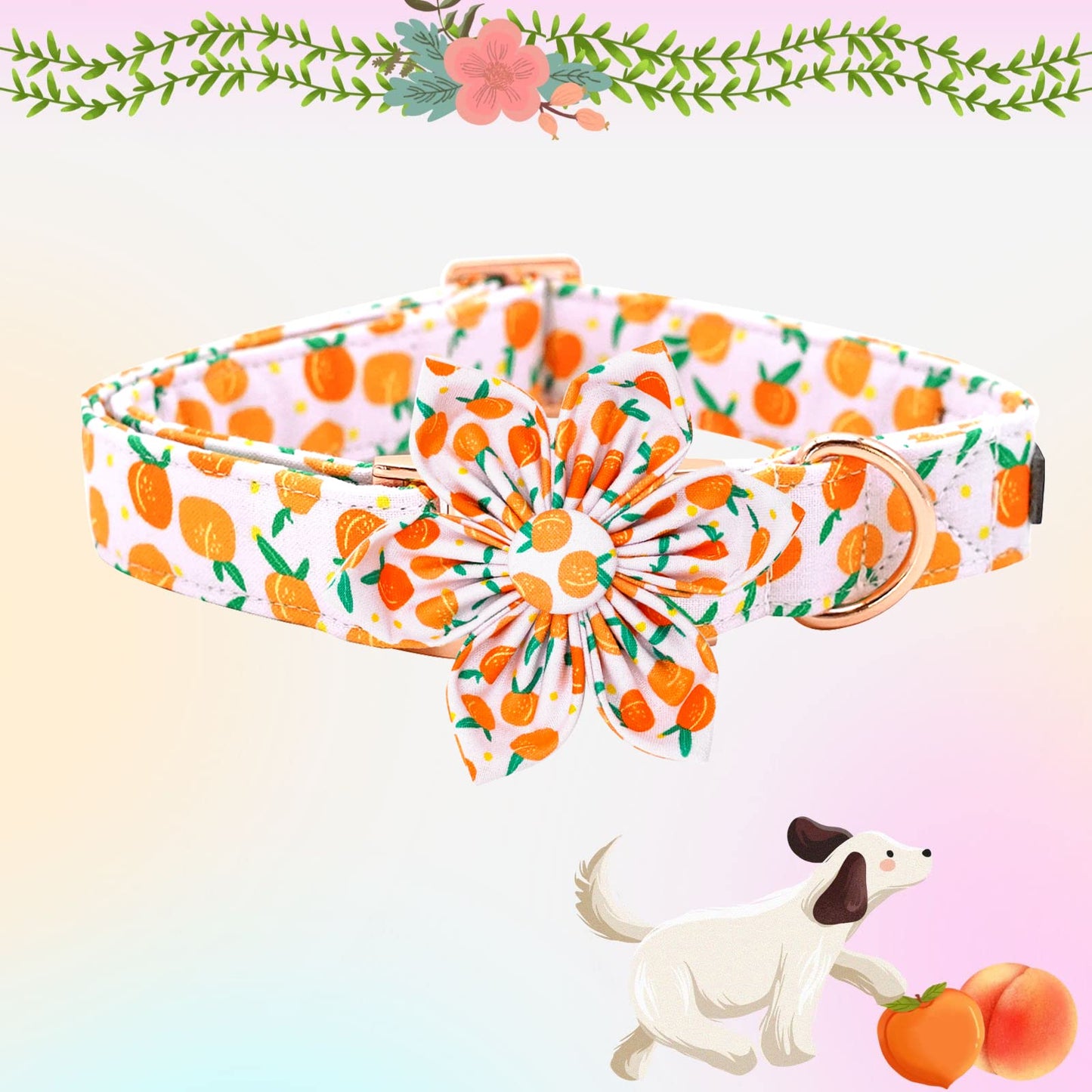 Elegant little tail Sunflower Girl Dog Collar for Female Dogs, Pet Collar Adjustable Dog Collars with Flower Gift for Medium Dogs