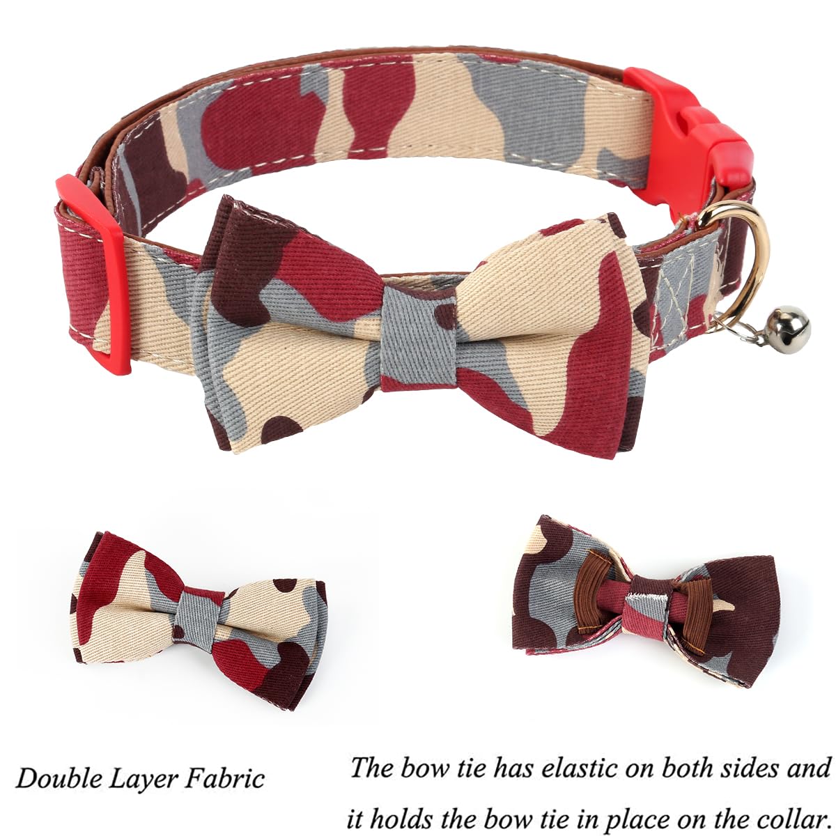 Yizepet Dog Collar with Bow Tie- Adjustable pet Collar for Dogs with Plastic Buckle Collar, Stylish Pattern for Small Medium or Large Boy and Girl Dog and Cat