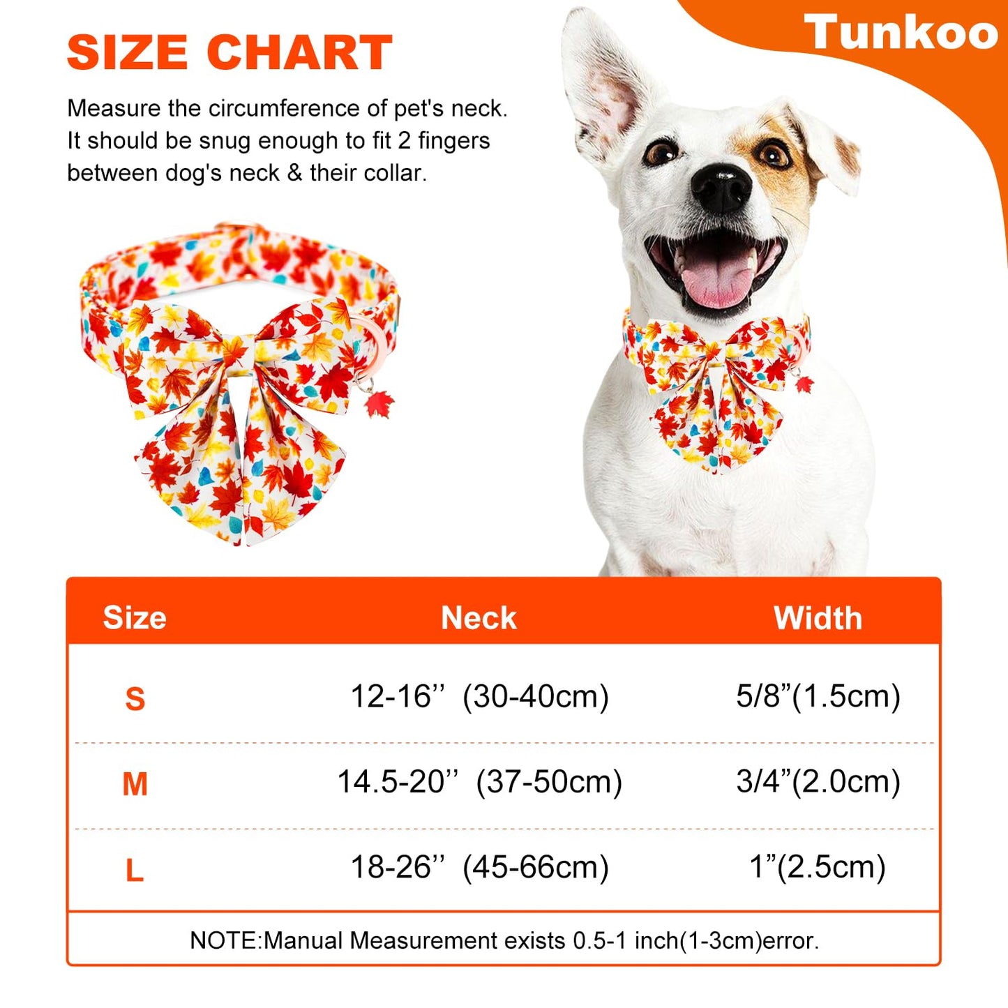 Tunkoo Happy Halloween Dog Collar with Pumpkin - Durable, Adjustable, and Stylish Pet Collar Available in Small, Medium, Large S