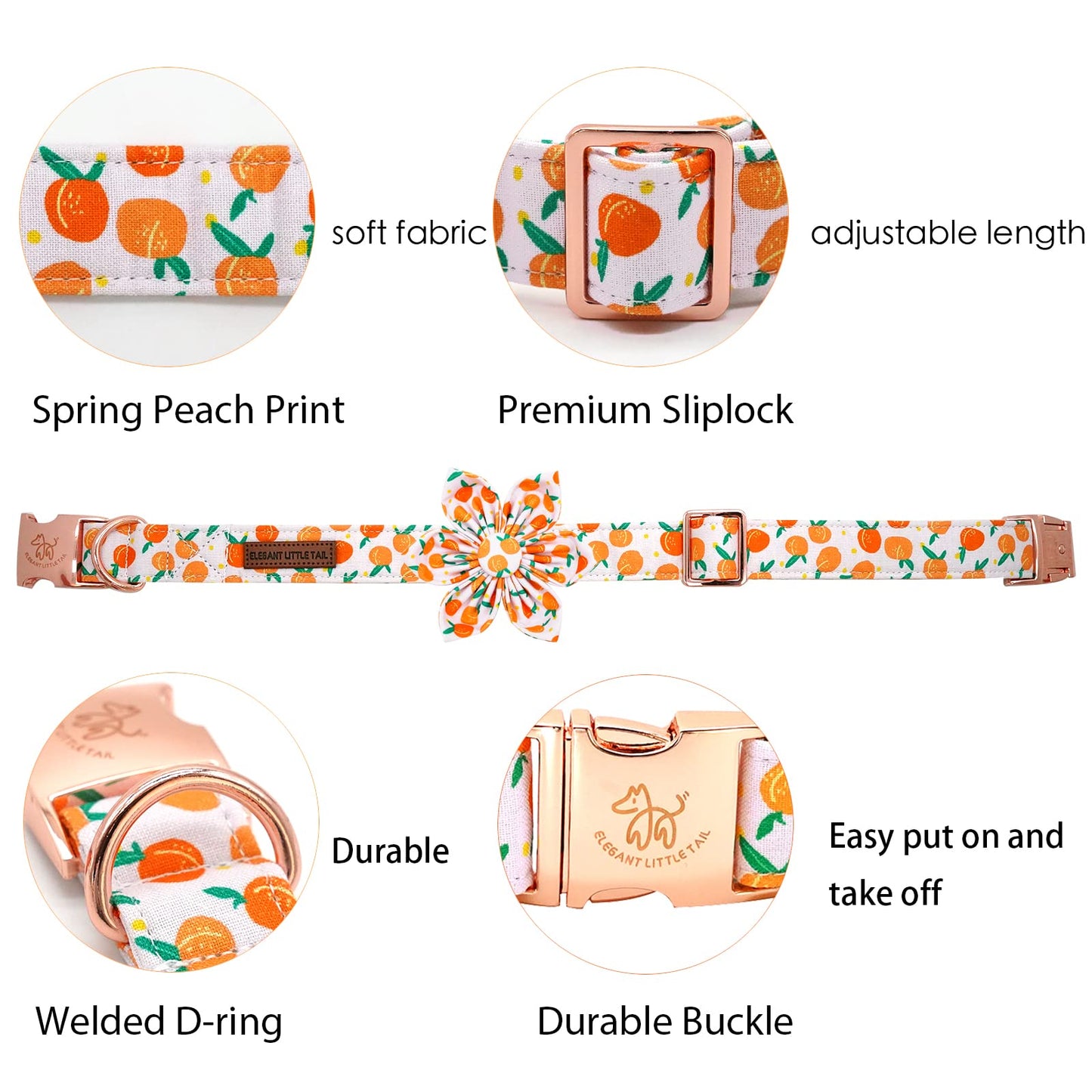 Elegant little tail Sunflower Girl Dog Collar for Female Dogs, Pet Collar Adjustable Dog Collars with Flower Gift for Medium Dogs