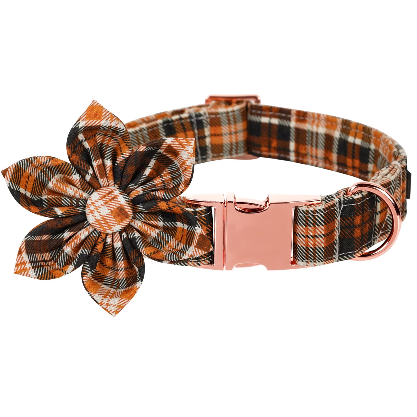 Lionet Paws Halloween Dog Collar with Bowtie - Cute Cotton Adjustable Fall Bowtie Dog Collar with Metal Buckle for Small Medium Large Dog Girl Boy Gift, M, Neck 13.5-22in