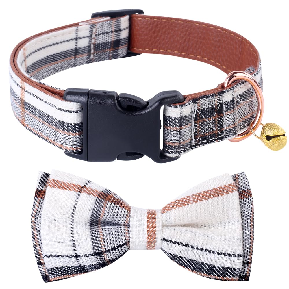 Yizepet Dog Collar with Bow Tie- Adjustable pet Collar for Dogs with Plastic Buckle Collar, Stylish Pattern for Small Medium or Large Boy and Girl Dog and Cat