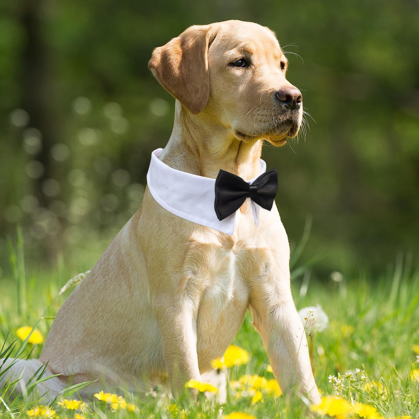 Dog Bow Tie, KOOLMOX Dog Bowtie Collar Black, Adjustable White Dog Tuxedo Collar with Black Dog Neck Bow Tie for Medium Large Boy Dog Wedding Formal Tuxedo Suit Tux Outfits Birthday Costumes