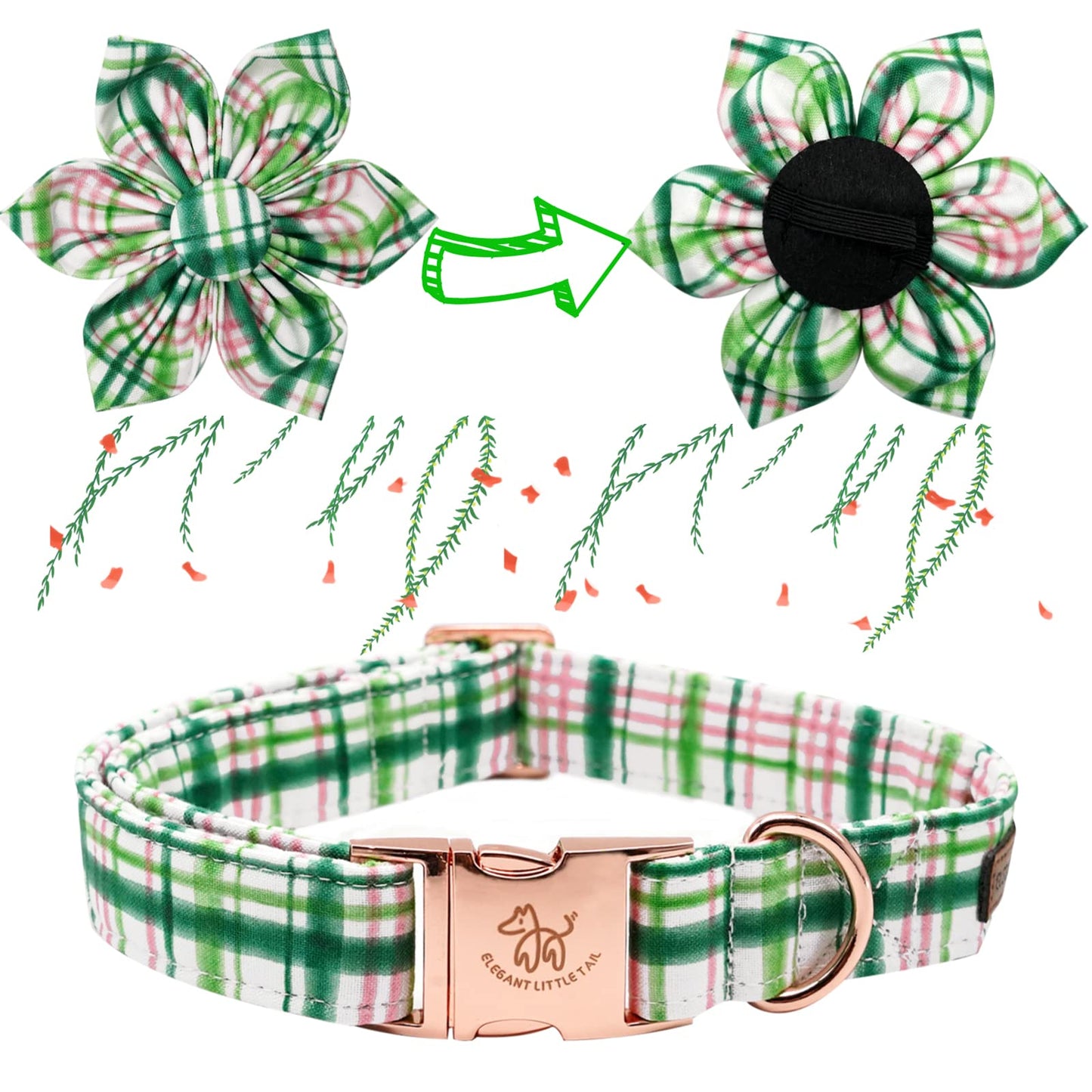 Elegant little tail Sunflower Girl Dog Collar for Female Dogs, Pet Collar Adjustable Dog Collars with Flower Gift for Medium Dogs