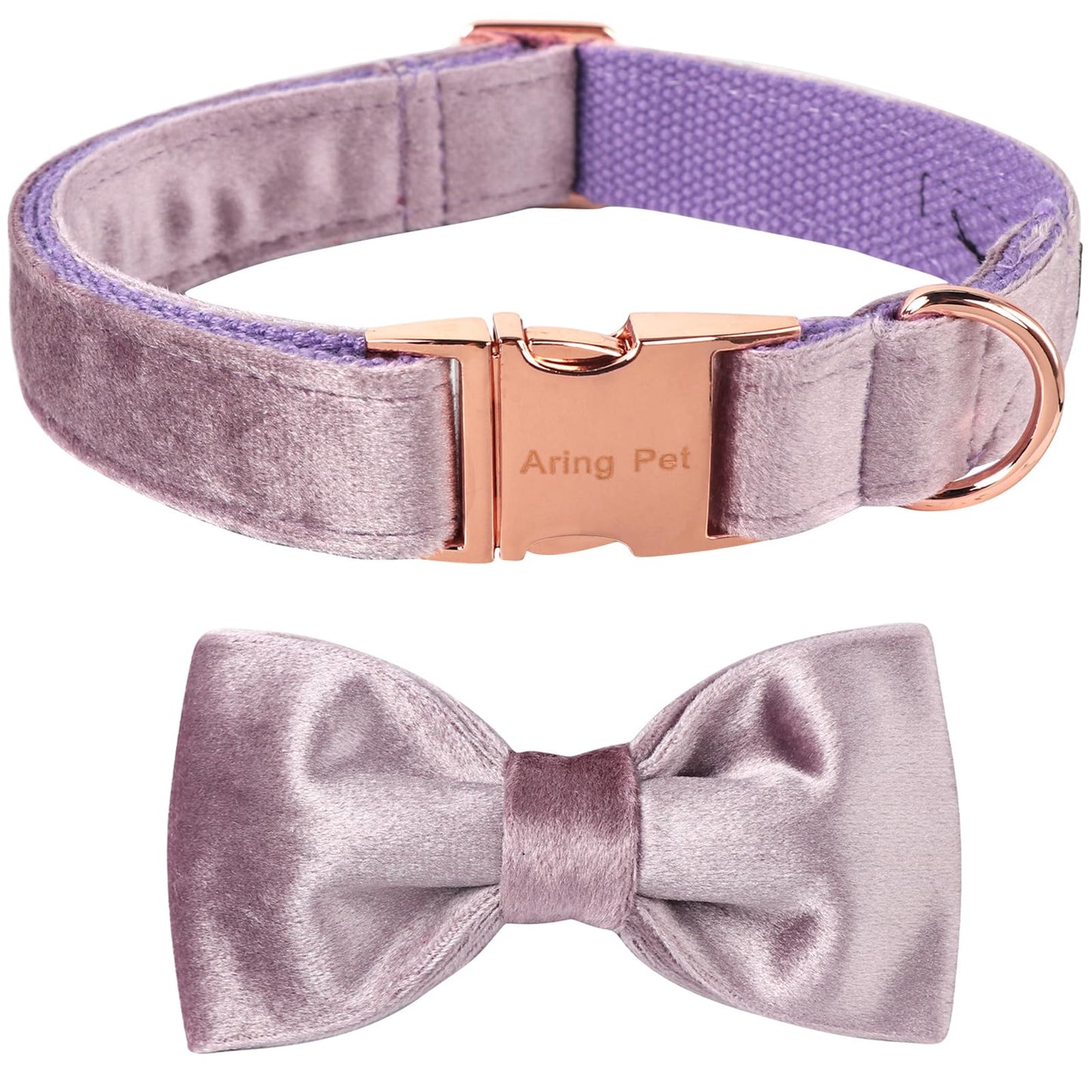 ARING PET Dog Collars with Bowtie-Velvet Dog Bow tie Collar, Adjustable Dark Green Dog Collar