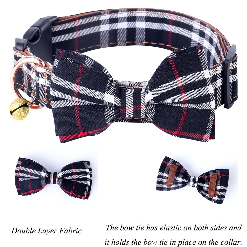 Yizepet Dog Collar with Bow Tie- Adjustable pet Collar for Dogs with Plastic Buckle Collar, Stylish Pattern for Small Medium or Large Boy and Girl Dog and Cat