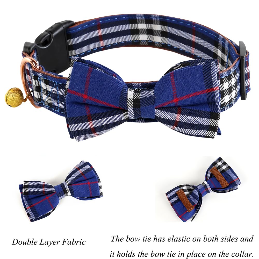 Yizepet Dog Collar with Bow Tie- Adjustable pet Collar for Dogs with Plastic Buckle Collar, Stylish Pattern for Small Medium or Large Boy and Girl Dog and Cat