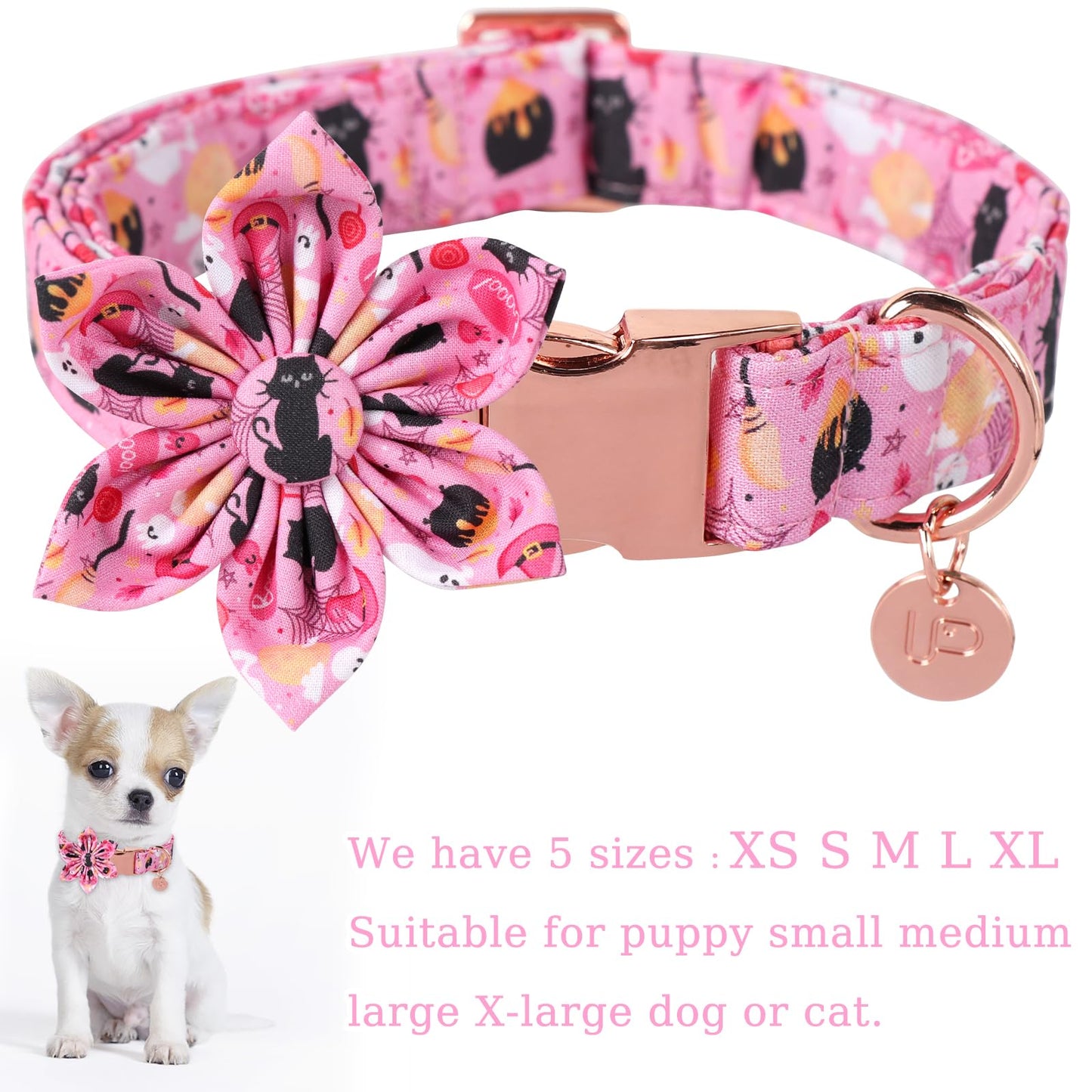 Thanksgiving Dog Collar with Bow Tie, Turkey Cotton Bowtie Collar for Puppy Girl Dog or Cat, Autumn Bow Tie Collar with Durable Metal Buckle, Turkeys Pet Collar, S, Neck 10-16in